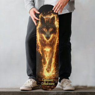 Skateboard Lobo resplandeciente ígneo