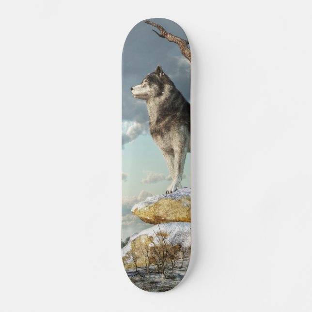 Skateboard Lobo solitario (Anverso)