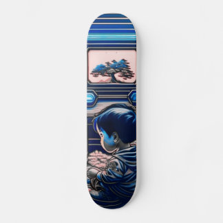 Skateboard 【lofi-art】和風 ビンテージ レトロ ネオ浮世絵盆栽アート:サイバーパンク スケートボード