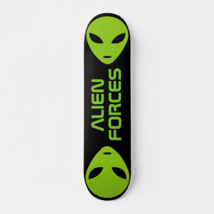 Skateboard Logo de cabeza alienígena verde personalizado pat