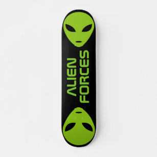 Skateboard Logo de cabeza alienígena verde personalizado pati