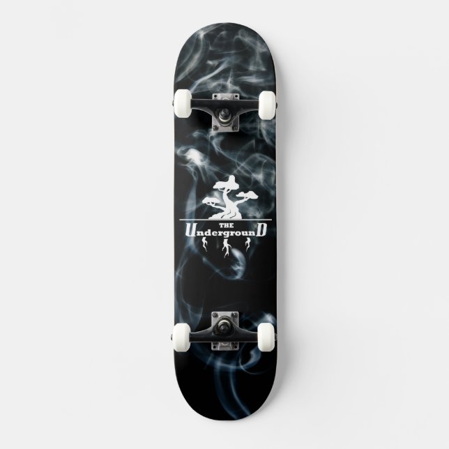 Skateboard Logotipo comercial de fondo de humo negro (Anverso)