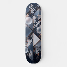 Skateboard Longboard Mosaico Geométrico - Triángulo Plateado