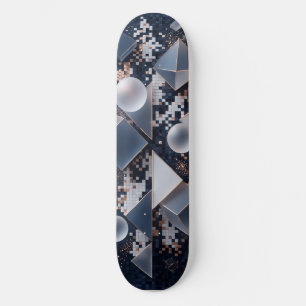 Skateboard Longboard Mosaico Geométrico - Triángulo Plateado