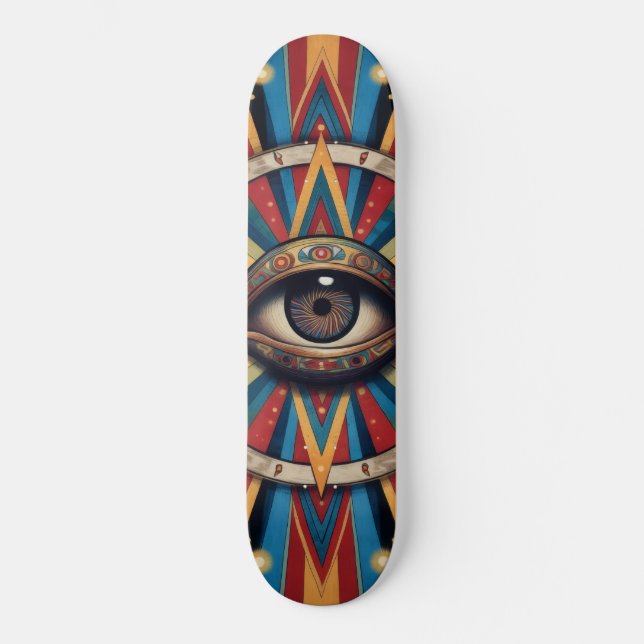 Skateboard Longboard Ojo Malo Geométrico Retro (Anverso)