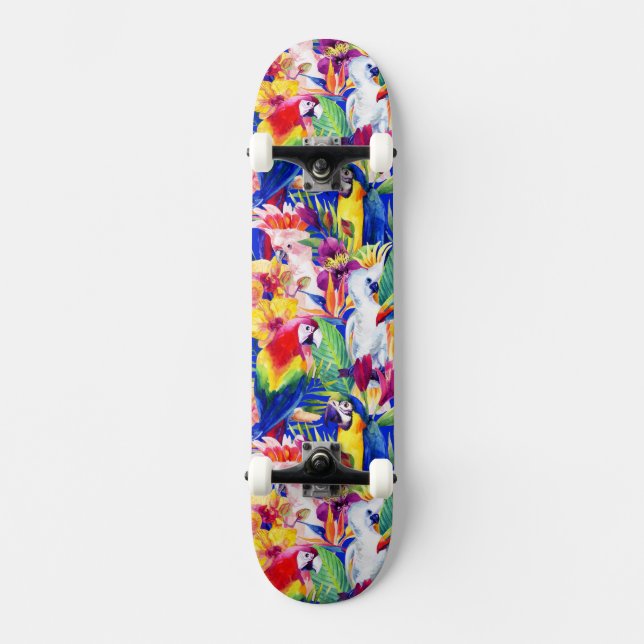 Skateboard Loros de la acuarela (Anverso)