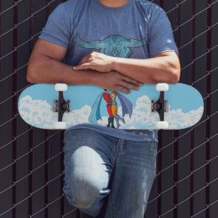 Skateboard Los dos superhéroes de Slipperyjoe besándose perso