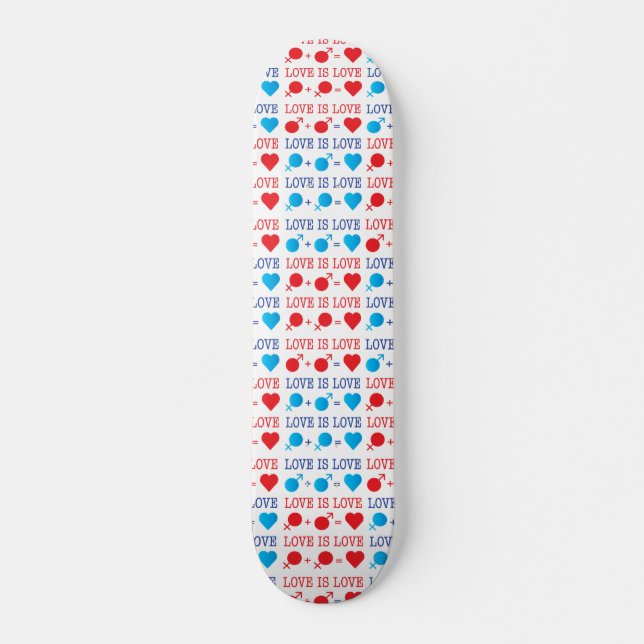 Skateboard LOVE es la frase LOVE en rojo y azul (Anverso )