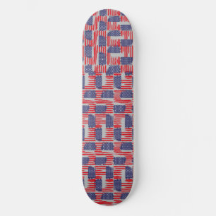 SKATEBOARD LOVE FLAG USA/EEUU TEXT BRUSH STROKE BY MASANSER P