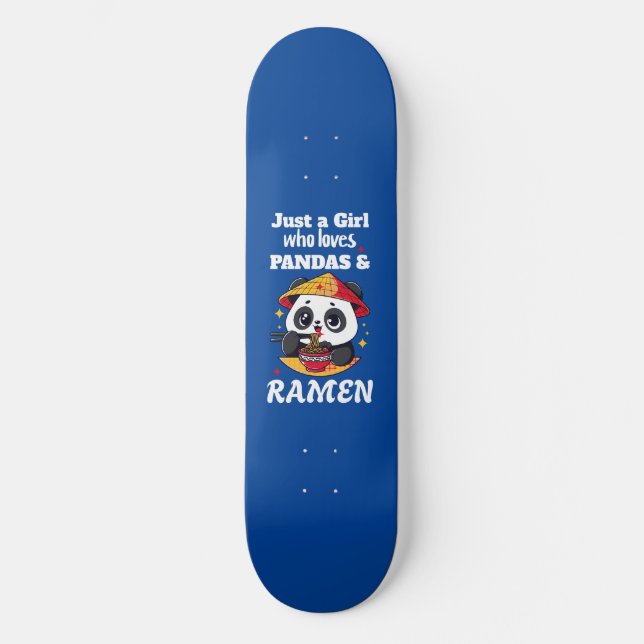 Skateboard Love Pandas and Ramen (texto blanco) (Anverso)