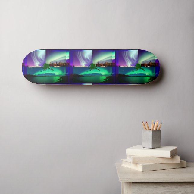 Skateboard Luces boreales del Collage de Alaska (Arte de pared (horz))