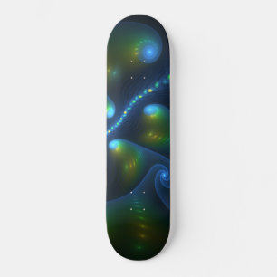 Skateboard Luces de fantasía Resumen Fractal amarillo verde a