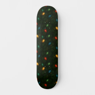 Skateboard Luces de Navidad envueltas en hojas de acebo con e