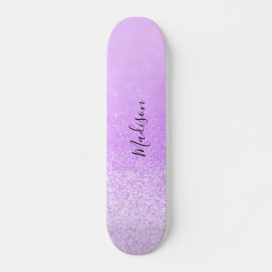 Skateboard Luces de Purpurina morado personalizadas