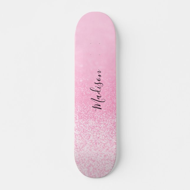 Skateboard Luces Purpurinas rosas personalizadas (Anverso )