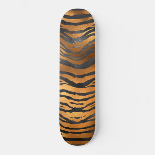 Skateboard Lujosas Rayas de Tigre Marrón Negro Estampado Anim