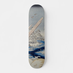 Skateboard Lumberyards de Fukagawa en la nieve Ukiyo-e
