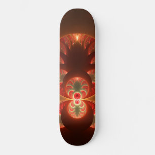 Skateboard Luminoso abstracto moderno naranja rojo Fractal