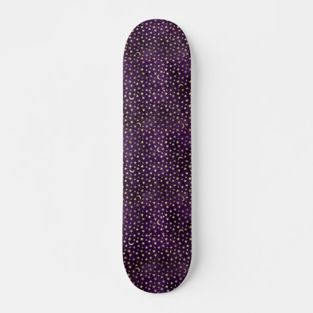 Skateboard Luna Celestial Púrpura y Comienza (Anverso )