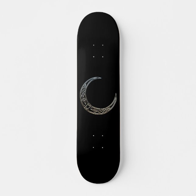 Skateboard Luna Creciente Celta De Plata Y Negro (Anverso )