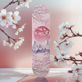 Skateboard Luna de flores de cerezo japonesa rojo asiático or