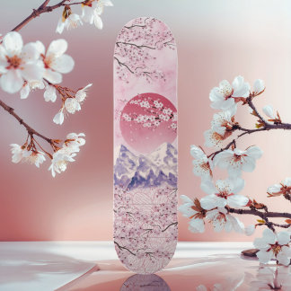 Skateboard Luna de flores de cerezo japonesa rojo asiático or