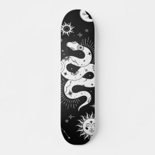 Skateboard Luna y estrellas de serpientes místicas