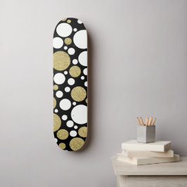 Skateboard Lunares Patrón Dorado