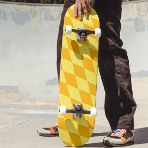 Skateboard Luz y oscuro diamantes de Arlequín en cuadros amar