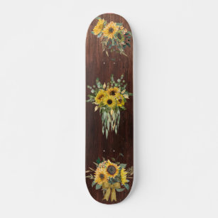 Skateboard Madera Aspecto Sunflower Floral Bouquet
