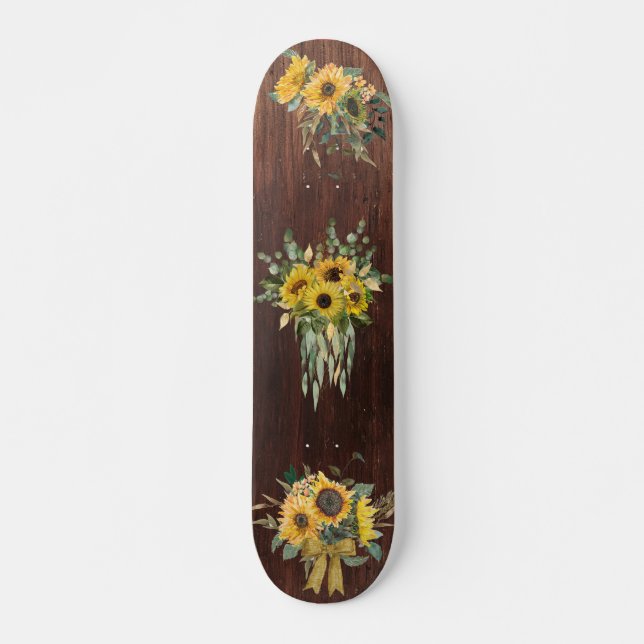 Skateboard Madera Aspecto Sunflower Floral Bouquet (Anverso )