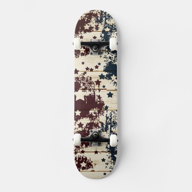 Skateboard Madera de Estrellas Vintage (Anverso)