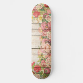 Skateboard Madera de Rosas Rústicos Vintage