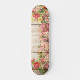 Skateboard Madera de Rosas Rústicos Vintage