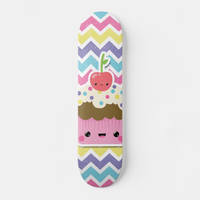 Skateboard Magdalena colorida de Kawaii en galones (Anverso)