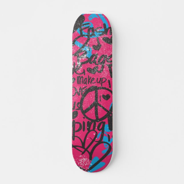 Skateboard Magenta-Aguamarina del damasco, pintada (Anverso )