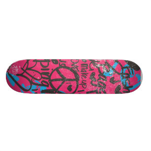 Skateboard Magenta-Aguamarina del damasco, pintada