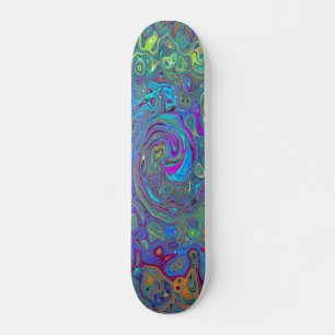 Skateboard Magenta, Azul y Verde Espuma de Mar Remolino Retro