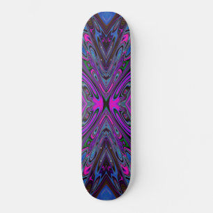 Skateboard Magenta trippy, mariposa abstracta azul y verde