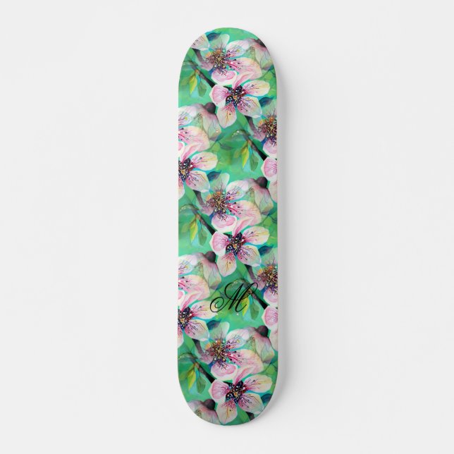 Skateboard Magnífico monograma japonés del cerezo Sakura (Anverso )