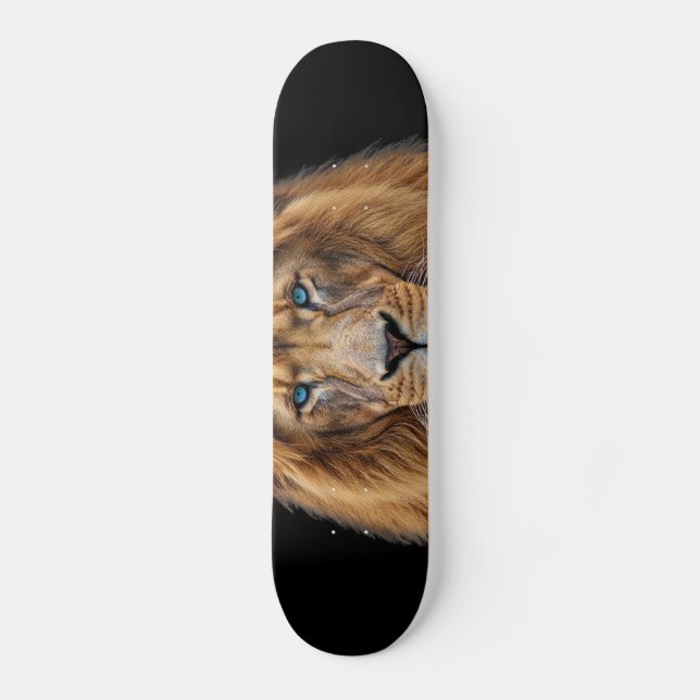 Skateboard Majestic Lion Face with Blue Eyes | Wildlife Anima (Anverso)