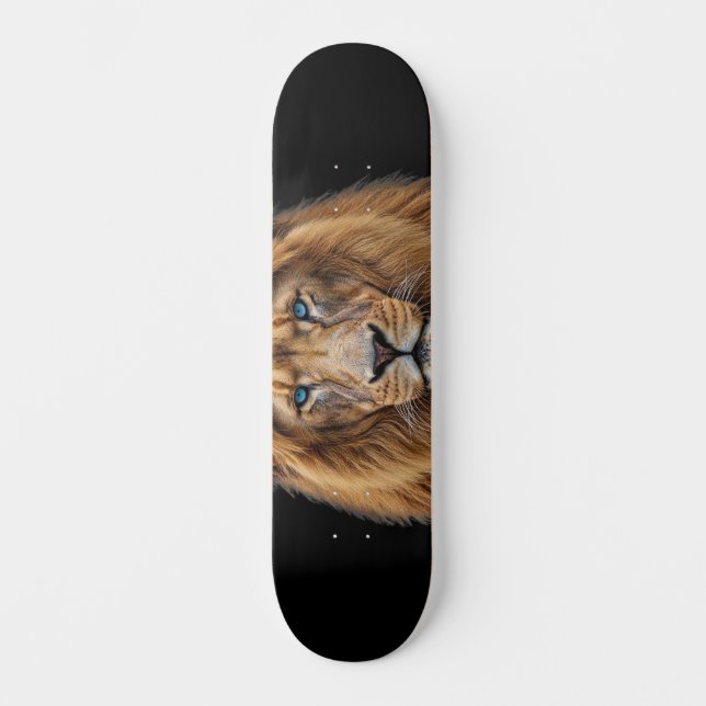 Skateboard Majestic Lion Face with Blue Eyes | Wildlife Anima (Anverso)