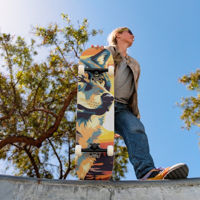 Skateboard Majestic Wolf Impresionist Journey (Exterior 1)