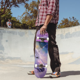 Skateboard Majestuoso cielo blanco unicornio Fantasy Purple D