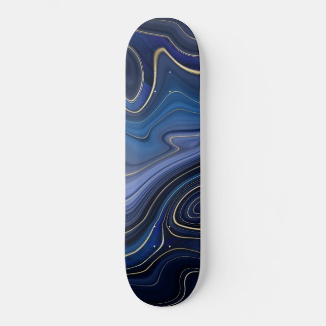 Skateboard Malaquita Azul con Acentos Dorados Lujo Chic Piedr (Anverso)