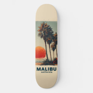 Skateboard Malibu California Vintage Travel Poster