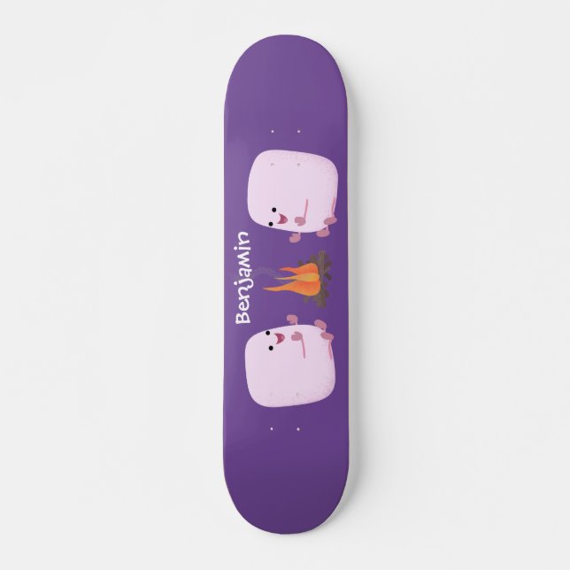 Skateboard Malvaviscos rosados por personalizado de bomberos  (Anverso )