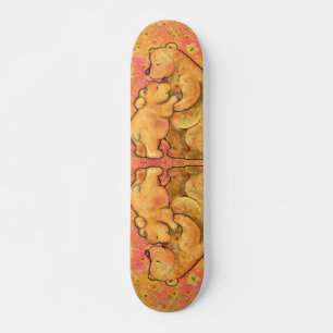 Skateboard Mamá y oso bebé - Abrazo - Añadir texto / nombre