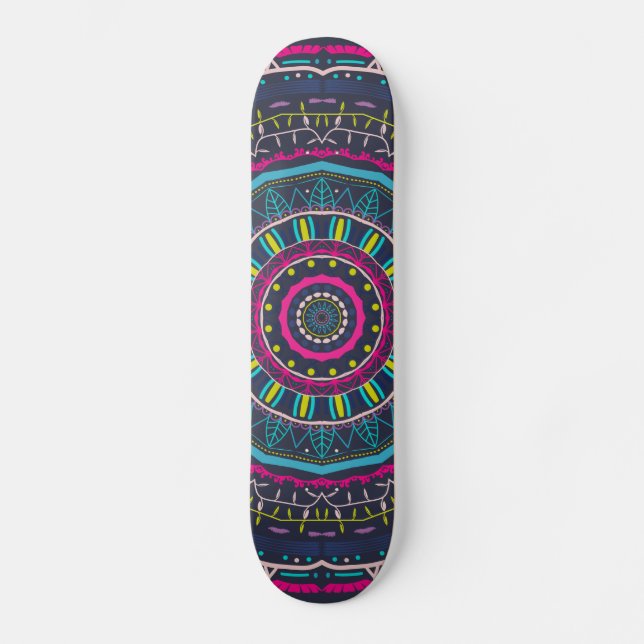 Skateboard mandala colorida (Anverso)