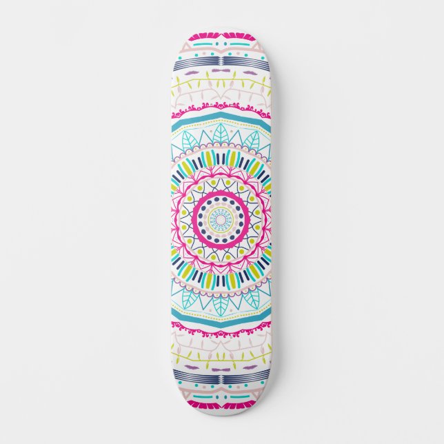 Skateboard mandala colorida (Anverso)